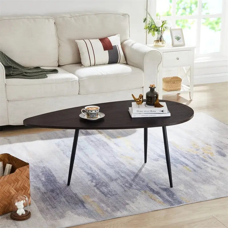 Oval Drop-Shape Coffee Table for Small Spaces