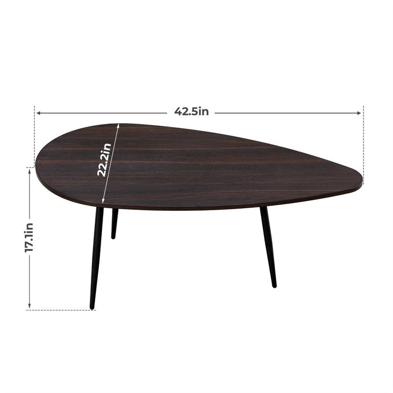 Oval Drop-Shape Coffee Table for Small Spaces