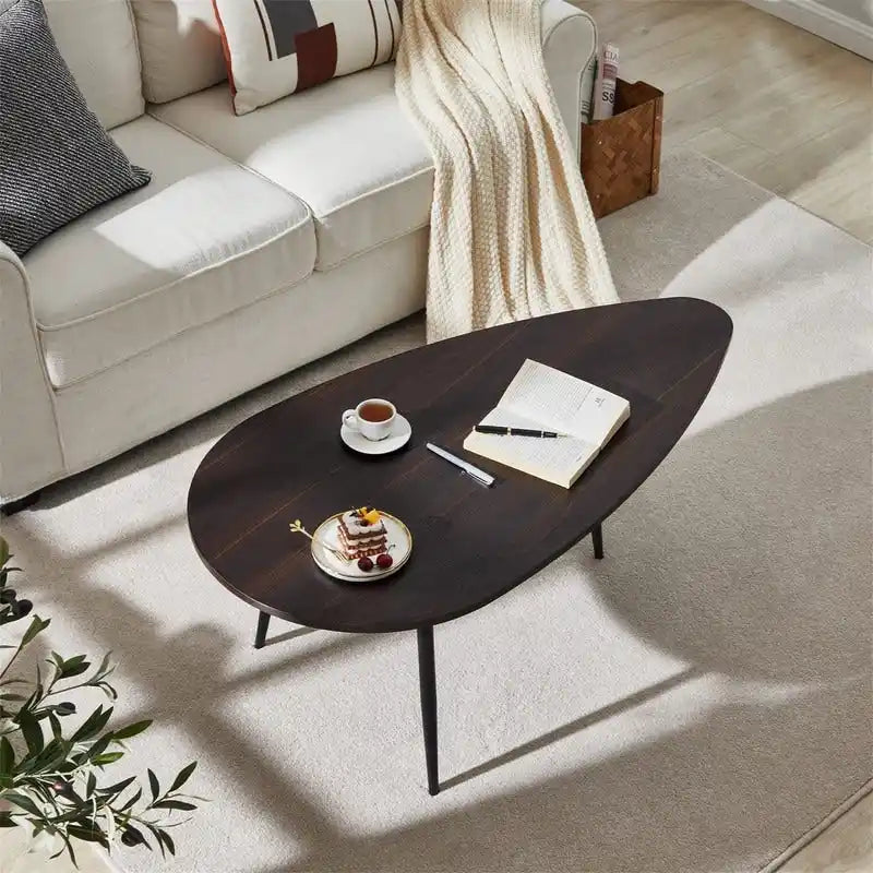 Oval Drop-Shape Coffee Table for Small Spaces