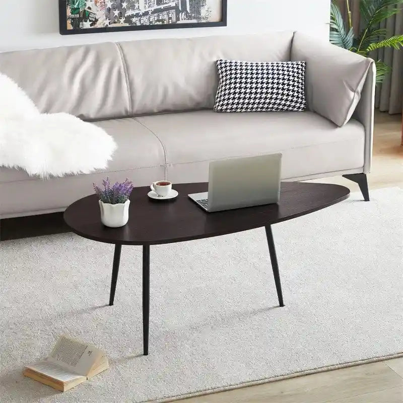 Oval Drop-Shape Coffee Table for Small Spaces