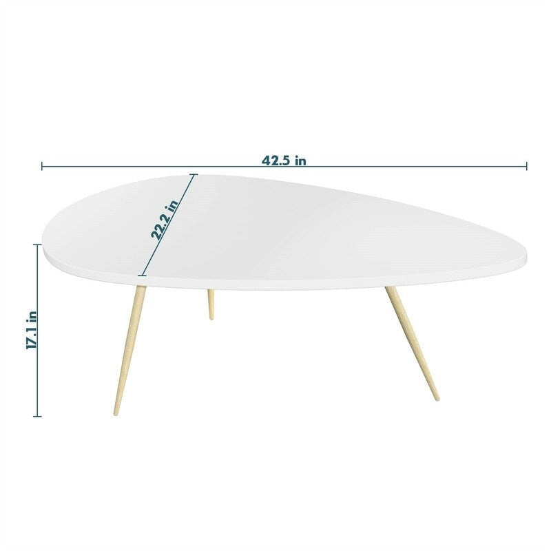 Oval Drop-Shape Coffee Table for Small Spaces