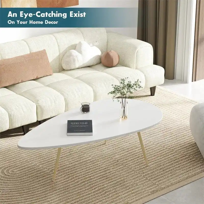Oval Drop-Shape Coffee Table for Small Spaces