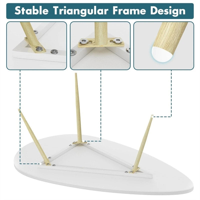 Oval Drop-Shape Coffee Table for Small Spaces