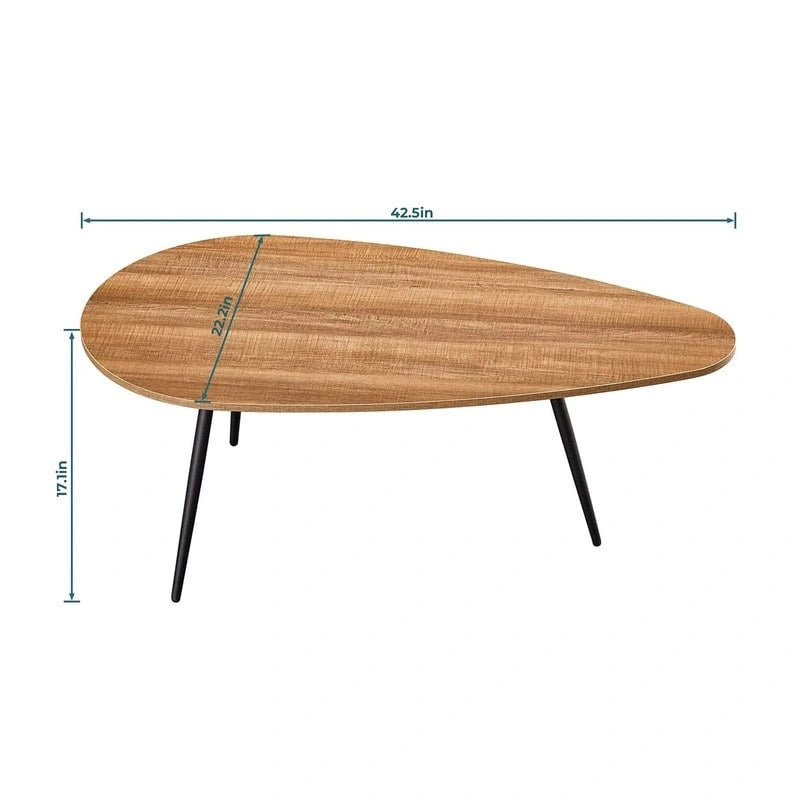 Oval Drop-Shape Coffee Table for Small Spaces