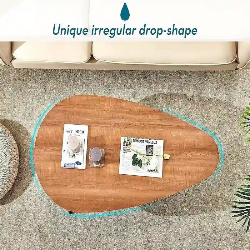 Oval Drop-Shape Coffee Table for Small Spaces