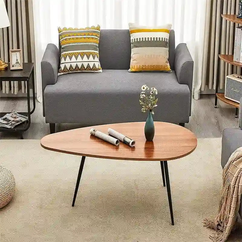 Oval Drop-Shape Coffee Table for Small Spaces