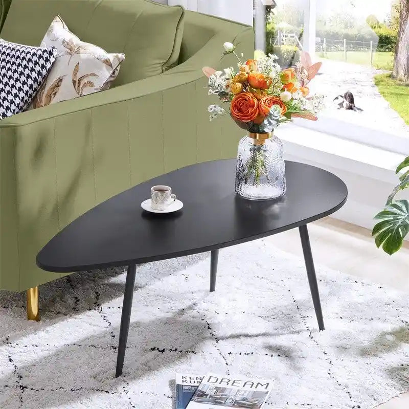 Oval Drop-Shape Coffee Table for Small Spaces