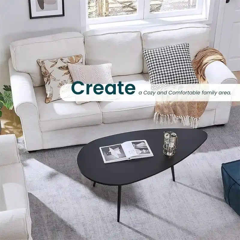 Oval Drop-Shape Coffee Table for Small Spaces