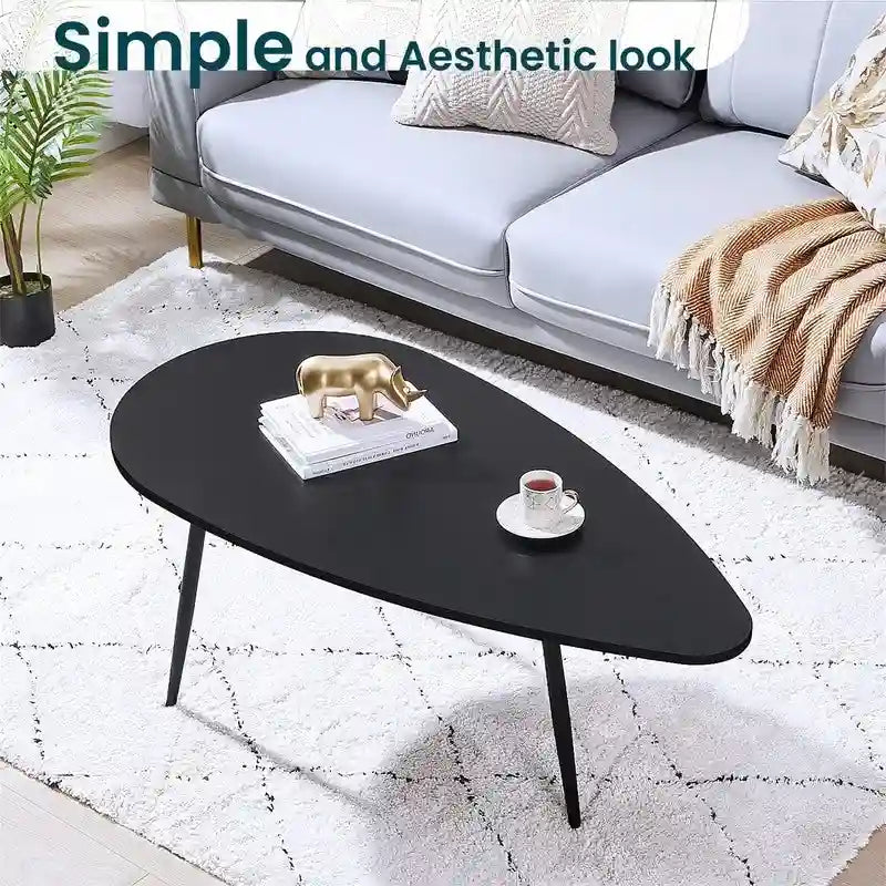 Oval Drop-Shape Coffee Table for Small Spaces