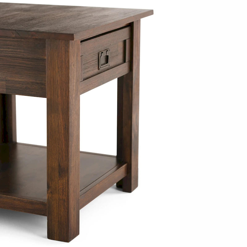 Solid Acacia Wood 22-Inch Rustic End Side Table