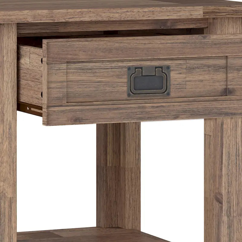 Solid Acacia Wood 22-Inch Rustic End Side Table