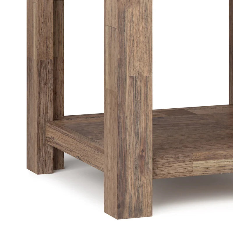 Solid Acacia Wood 22-Inch Rustic End Side Table
