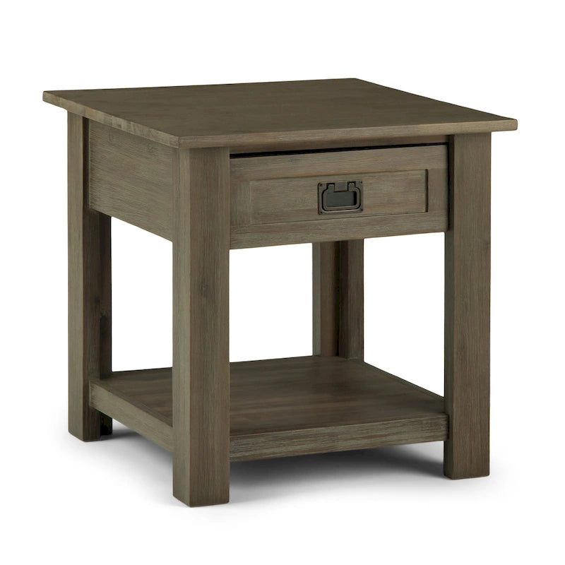 Solid Acacia Wood 22-Inch Rustic End Side Table