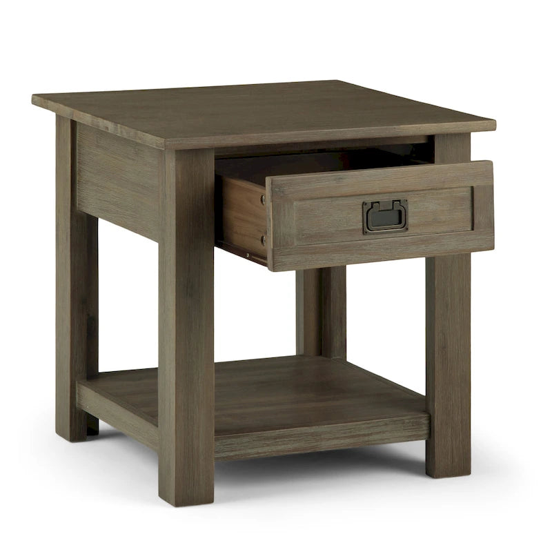 Solid Acacia Wood 22-Inch Rustic End Side Table