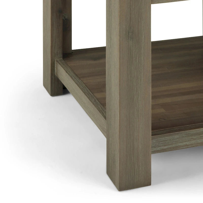 Solid Acacia Wood 22-Inch Rustic End Side Table