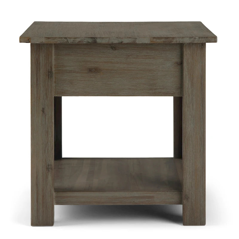 Solid Acacia Wood 22-Inch Rustic End Side Table