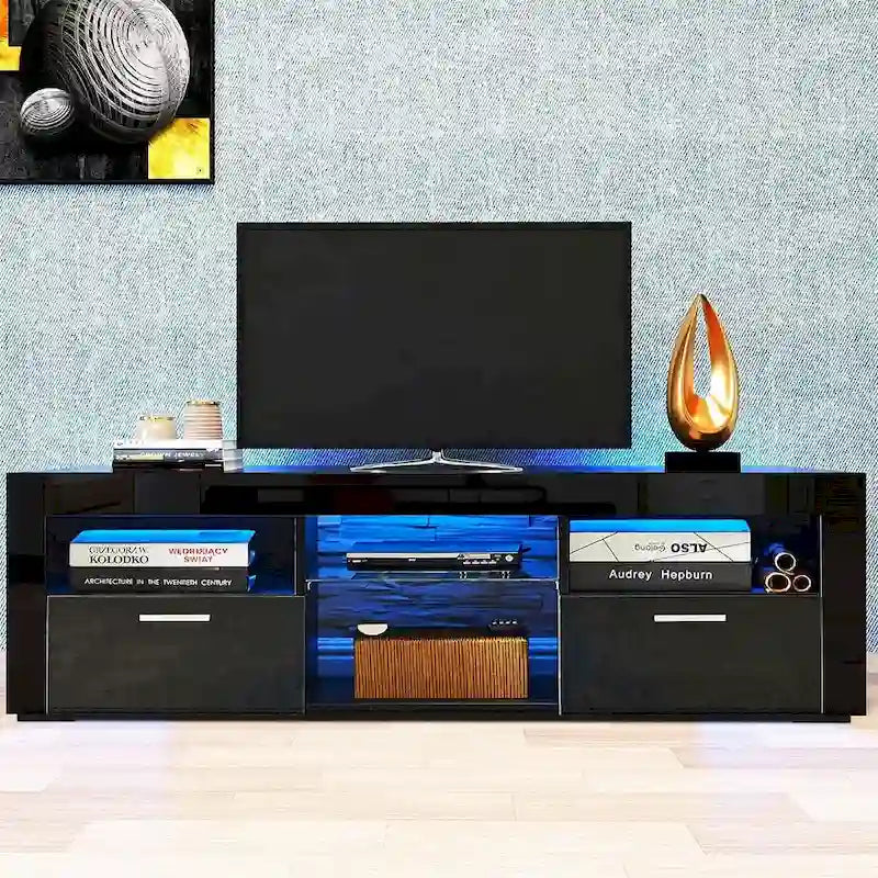 Modern TV Stand Media Console with RGB LED Lights