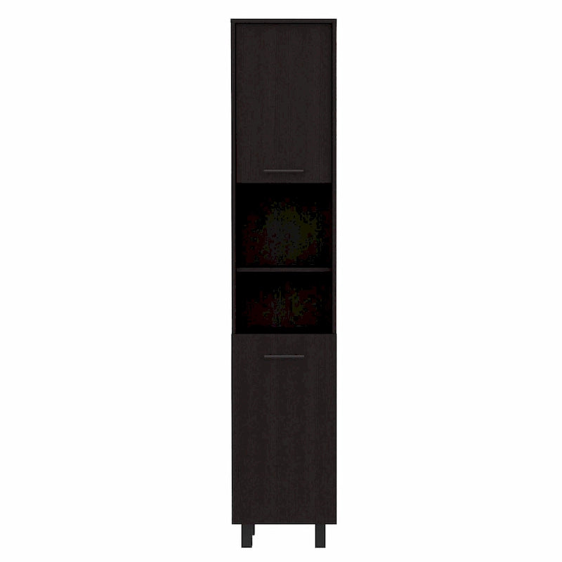 Black Tall Pantry Cabinet with Two Doors and Shelves