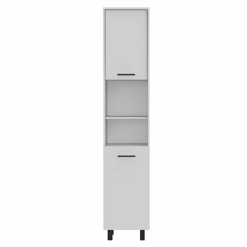 Black Tall Pantry Cabinet with Two Doors and Shelves