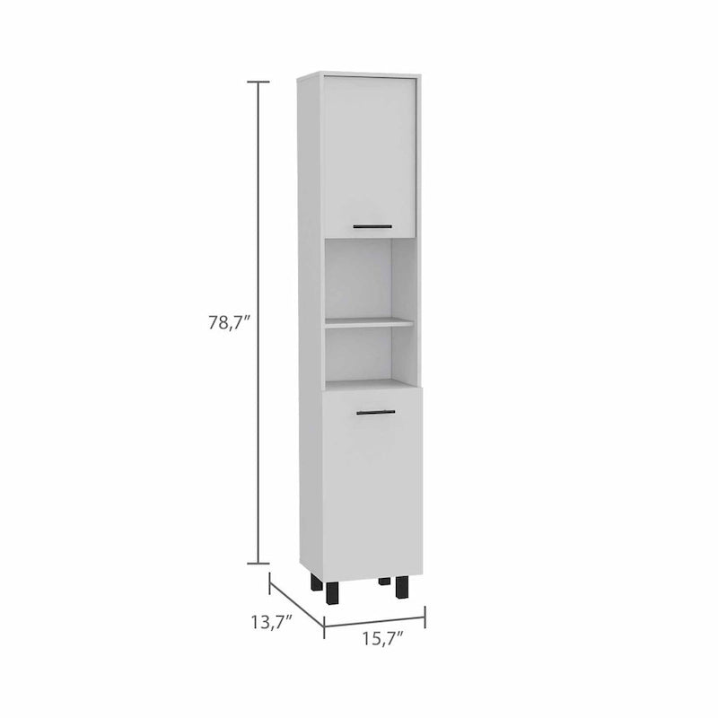 Black Tall Pantry Cabinet with Two Doors and Shelves