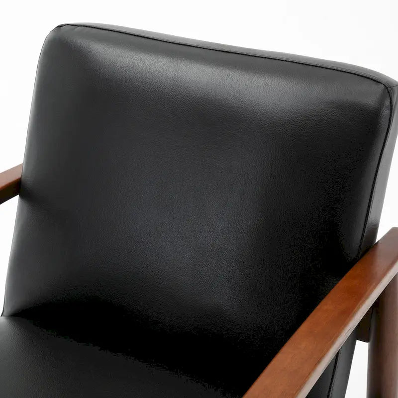 Faux Leather Accent Chair with Wood Frame and Tapered Legs
