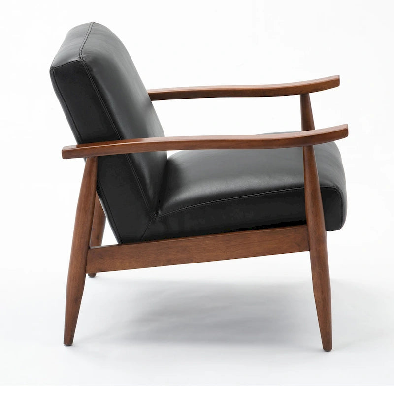 Faux Leather Accent Chair with Wood Frame and Tapered Legs