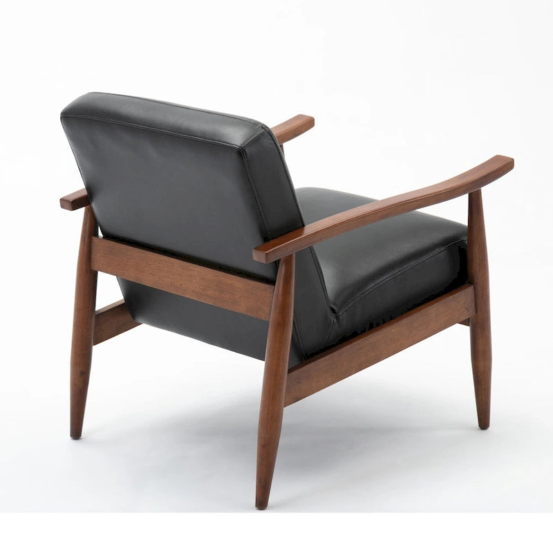 Faux Leather Accent Chair with Wood Frame and Tapered Legs