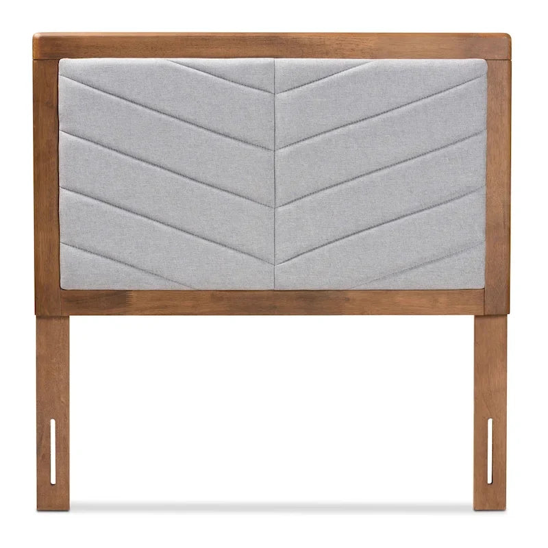 Grey Chevron Tufted Fabric Twin Headboard with Foam Padding