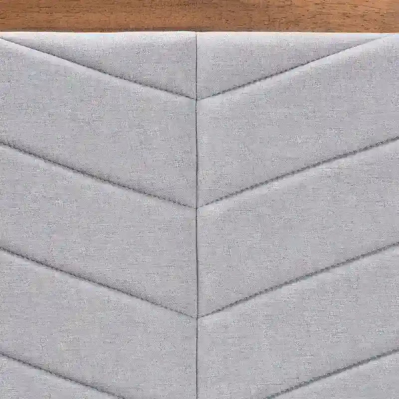 Grey Chevron Tufted Fabric Twin Headboard with Foam Padding
