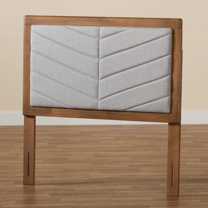Grey Chevron Tufted Fabric Twin Headboard with Foam Padding