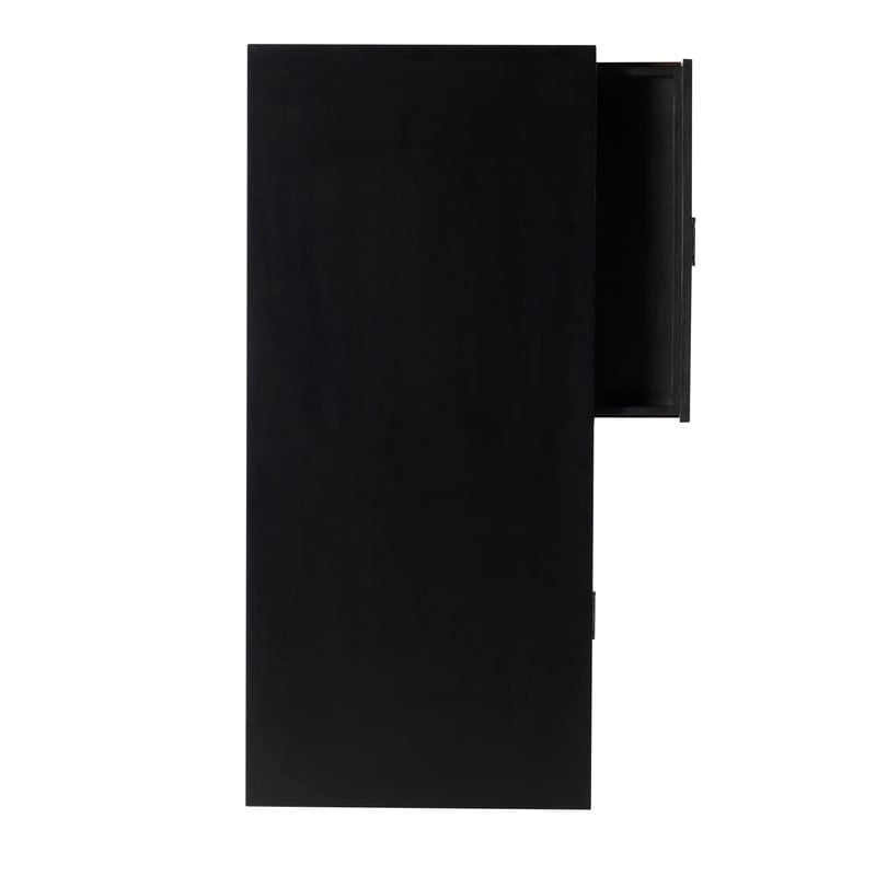 Black Campaign-Style Writing Desk with Two Drawers