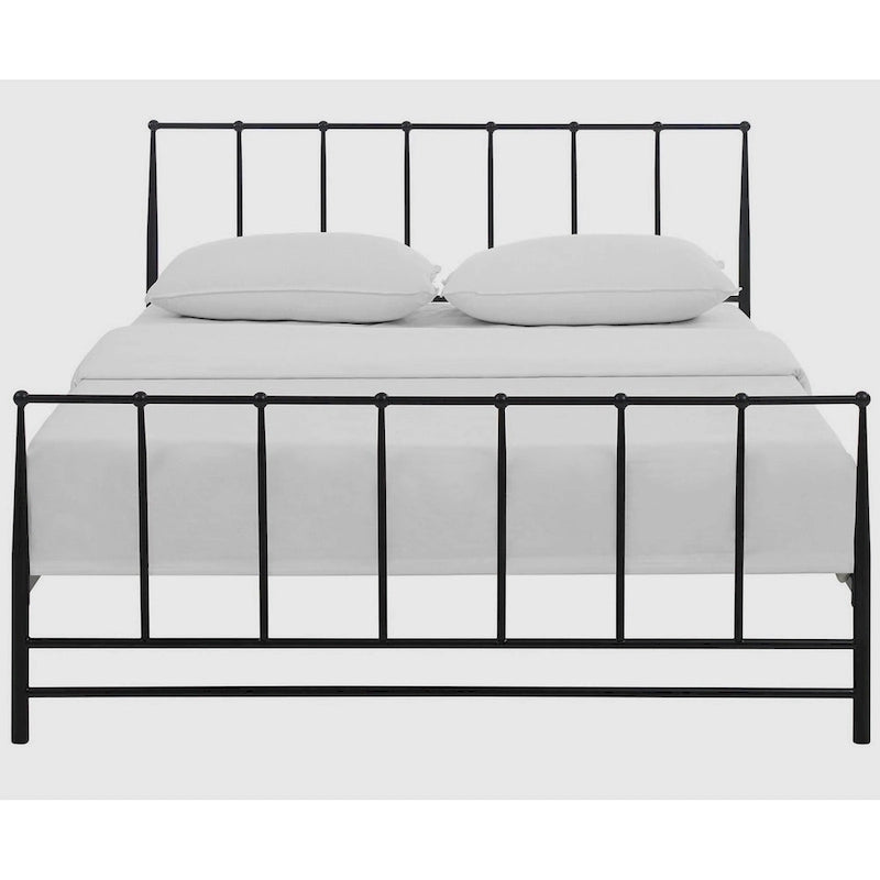 King Size Brown Metal Bed Frame with Headboard and Footboard