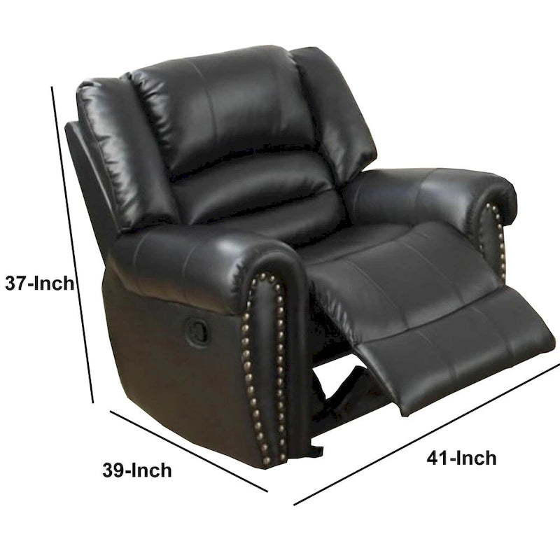 Bonded Leather & Plywood Recliner/Glider, Black