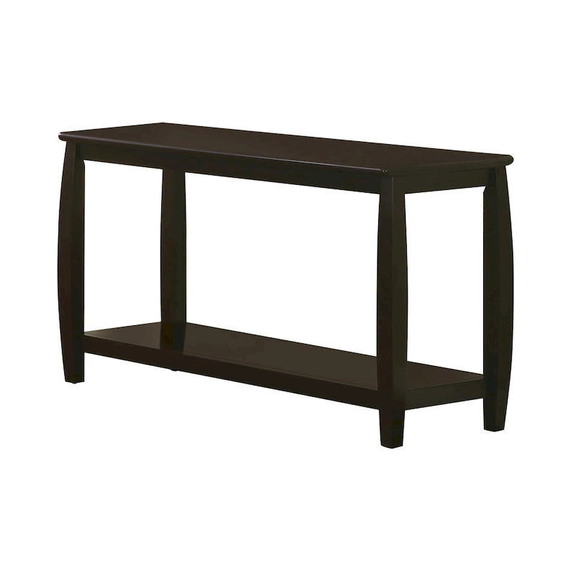Dark Brown Solid Wood Sofa Table with Bottom Shelf