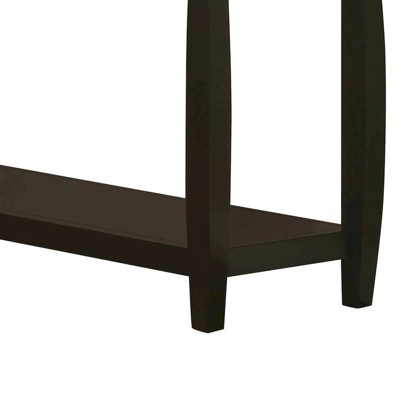 Dark Brown Solid Wood Sofa Table with Bottom Shelf