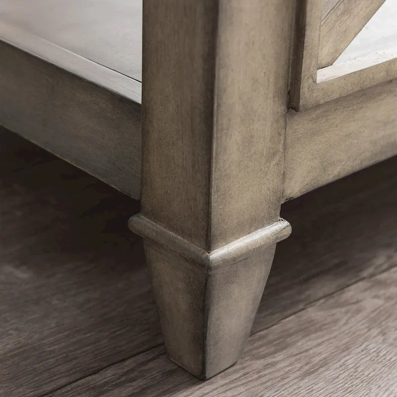 Large Rectangle Tempered Glass Coffee Table with Shelf