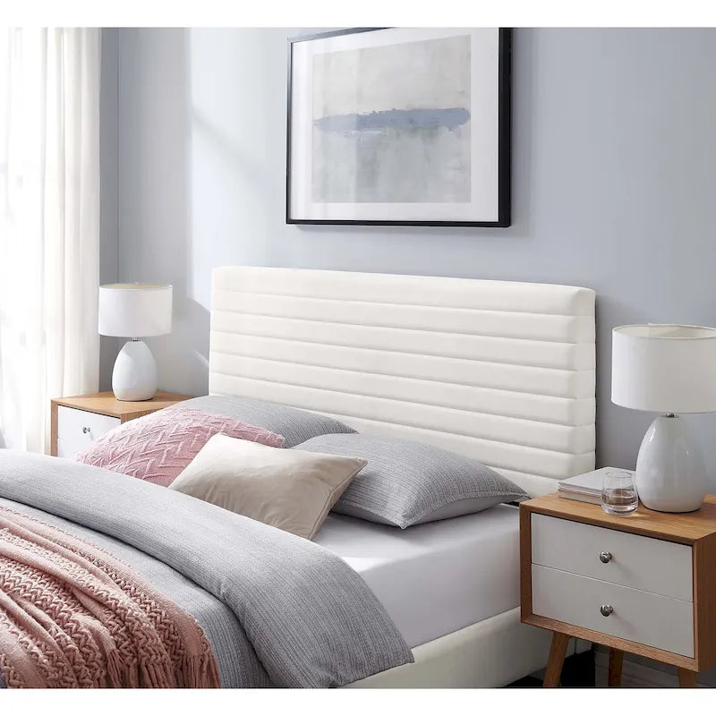 Channel Tufted Velvet Twin Headboard Height-Adjustable Seven Positions