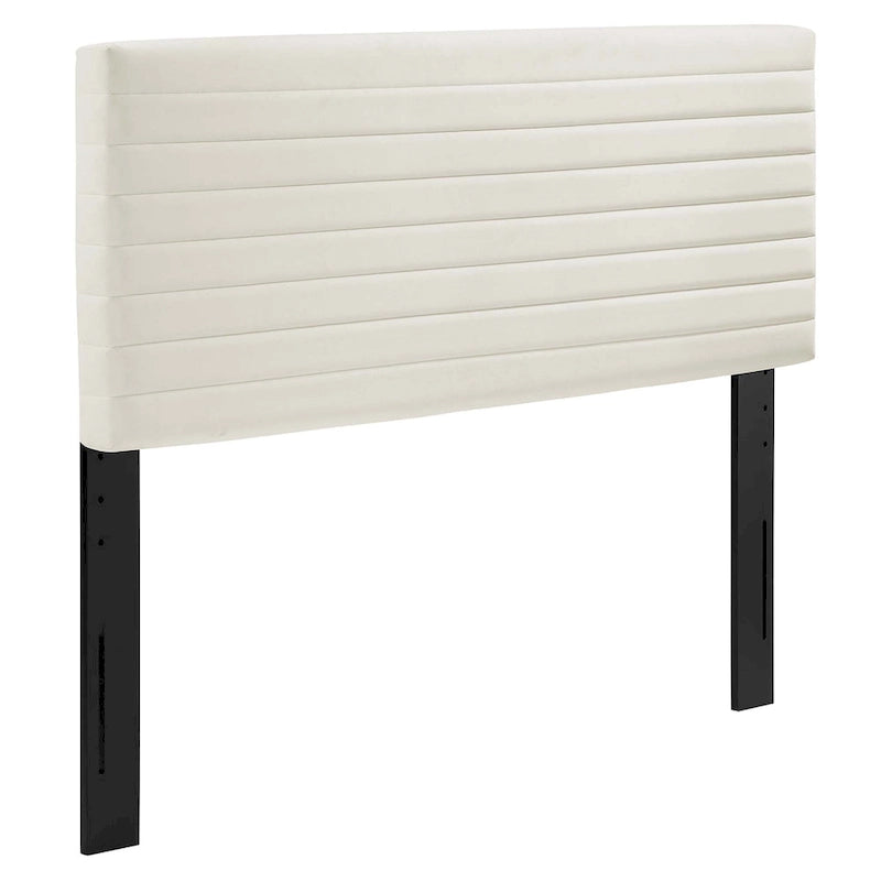 Channel Tufted Velvet Twin Headboard Height-Adjustable Seven Positions
