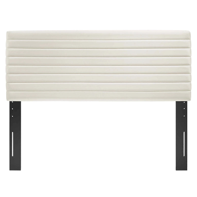Channel Tufted Velvet Twin Headboard Height-Adjustable Seven Positions