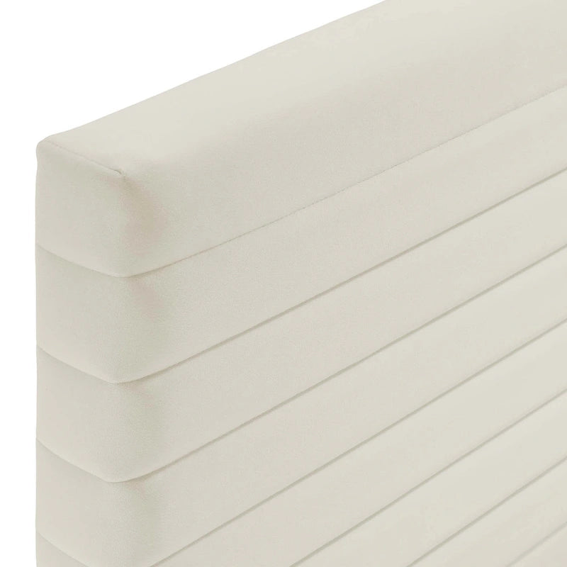 Channel Tufted Velvet Twin Headboard Height-Adjustable Seven Positions
