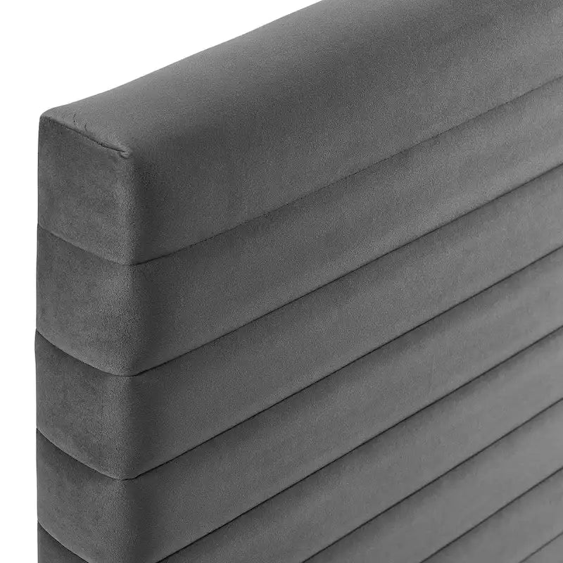 Channel Tufted Velvet Twin Headboard Height-Adjustable Seven Positions