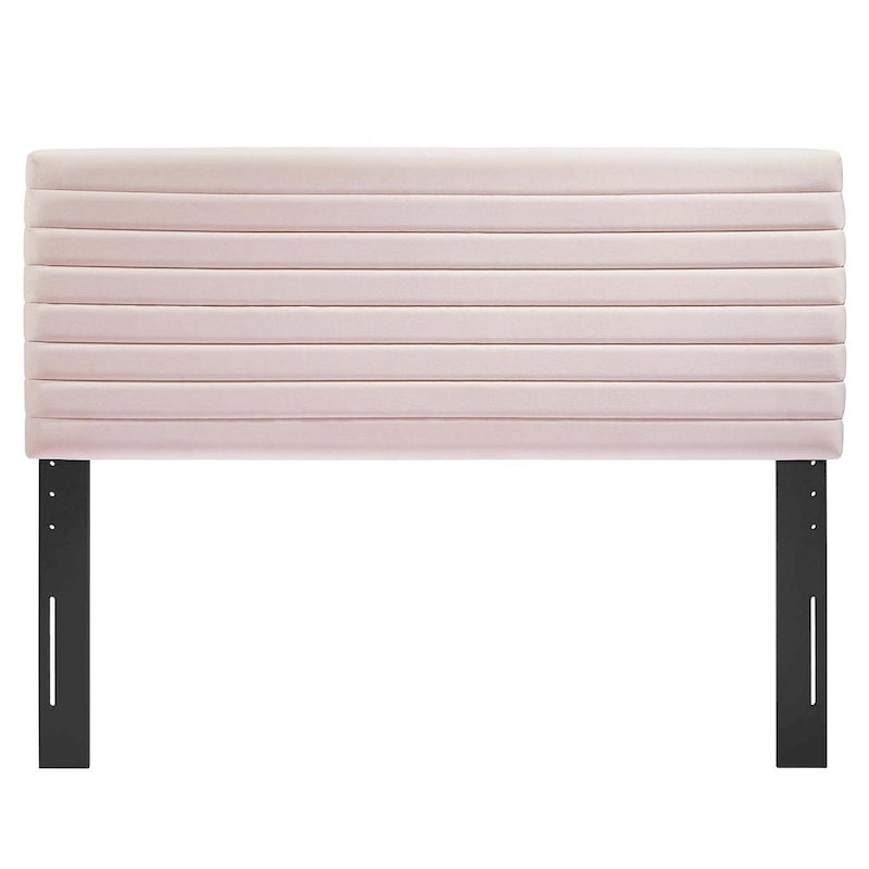 Channel Tufted Velvet Twin Headboard Height-Adjustable Seven Positions