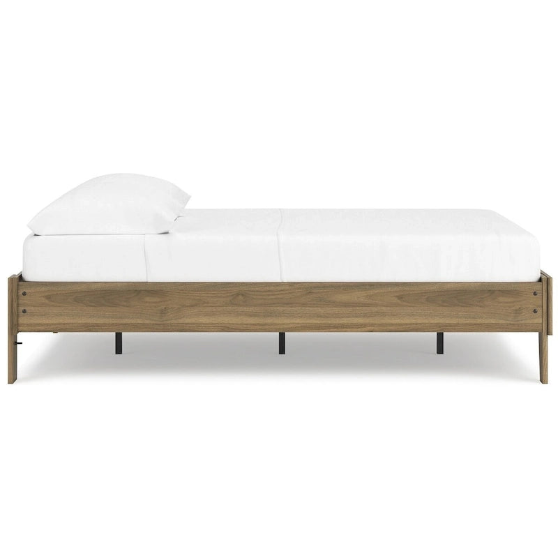 Honey Brown Mid-Century Modern Platform Bed Frame