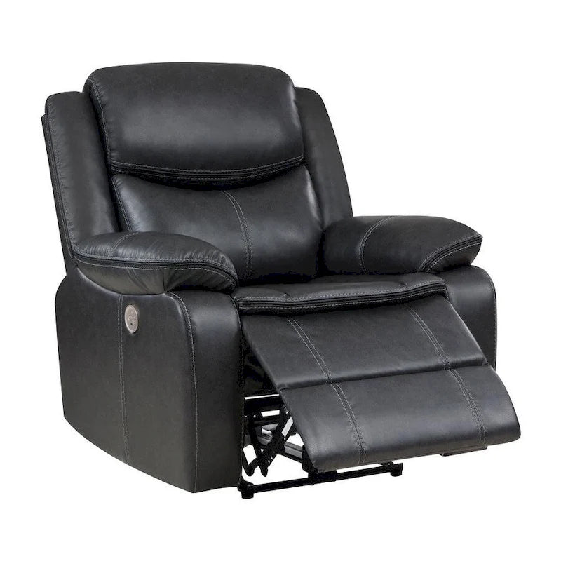 Dark Grey Faux Leather Power Recliner Chair with USB Port