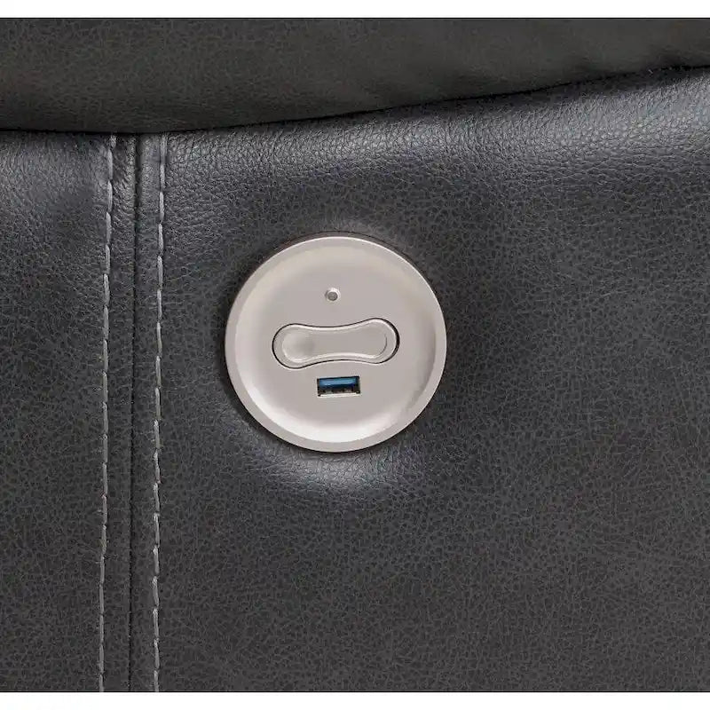 Dark Grey Faux Leather Power Recliner Chair with USB Port