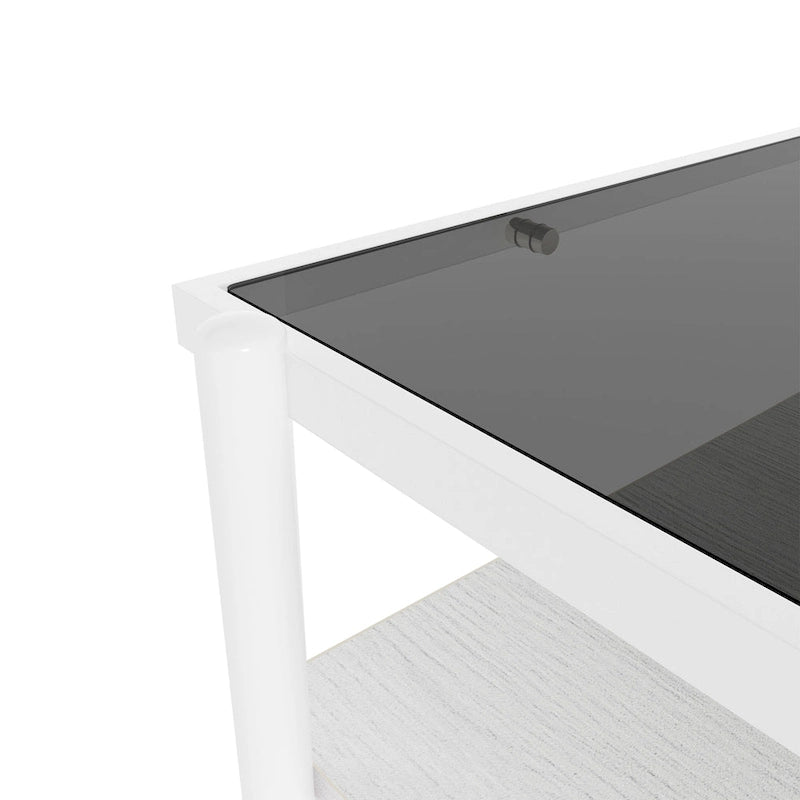 Rectangle Tempered Glass Coffee Table with Metal Legs