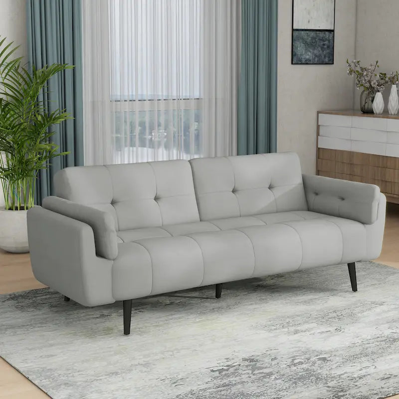 Convertible Futon Sofa Bed with Adjustable Reclining Back