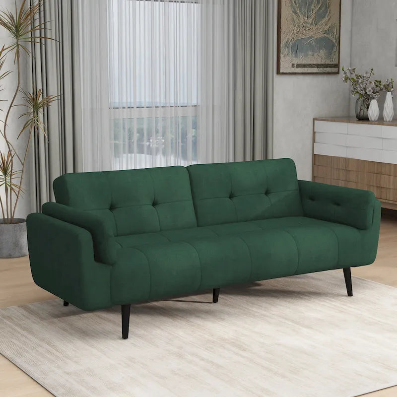 Convertible Futon Sofa Bed with Adjustable Reclining Back