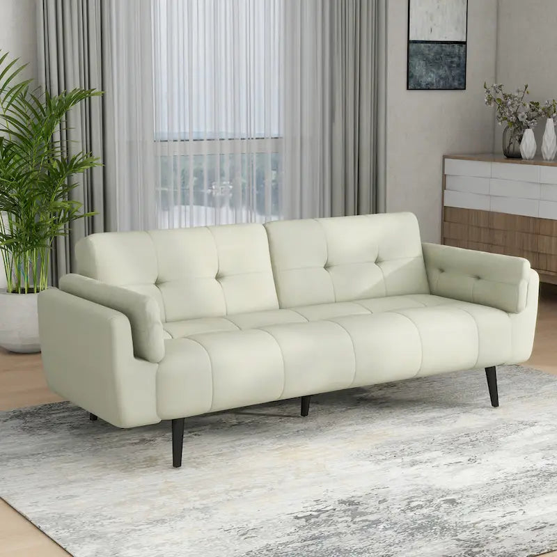 Convertible Futon Sofa Bed with Adjustable Reclining Back