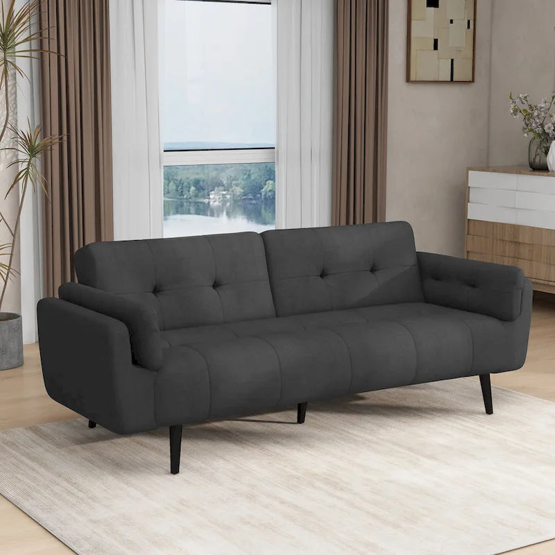 Convertible Futon Sofa Bed with Adjustable Reclining Back
